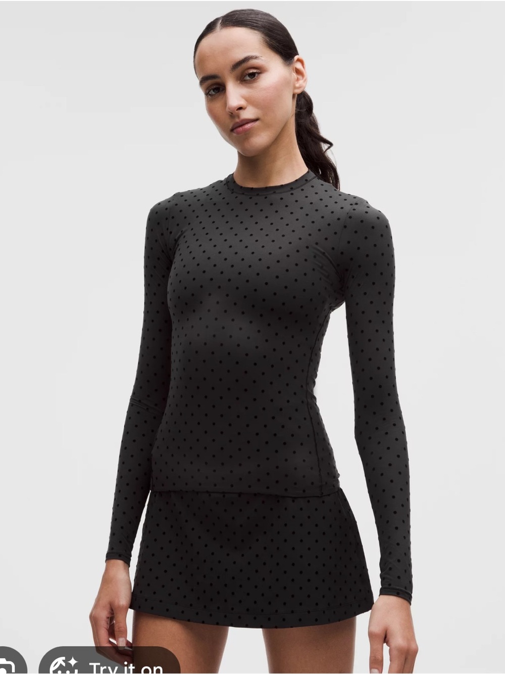 Lululemon Wundermost Long Sleeve Polka Flock top